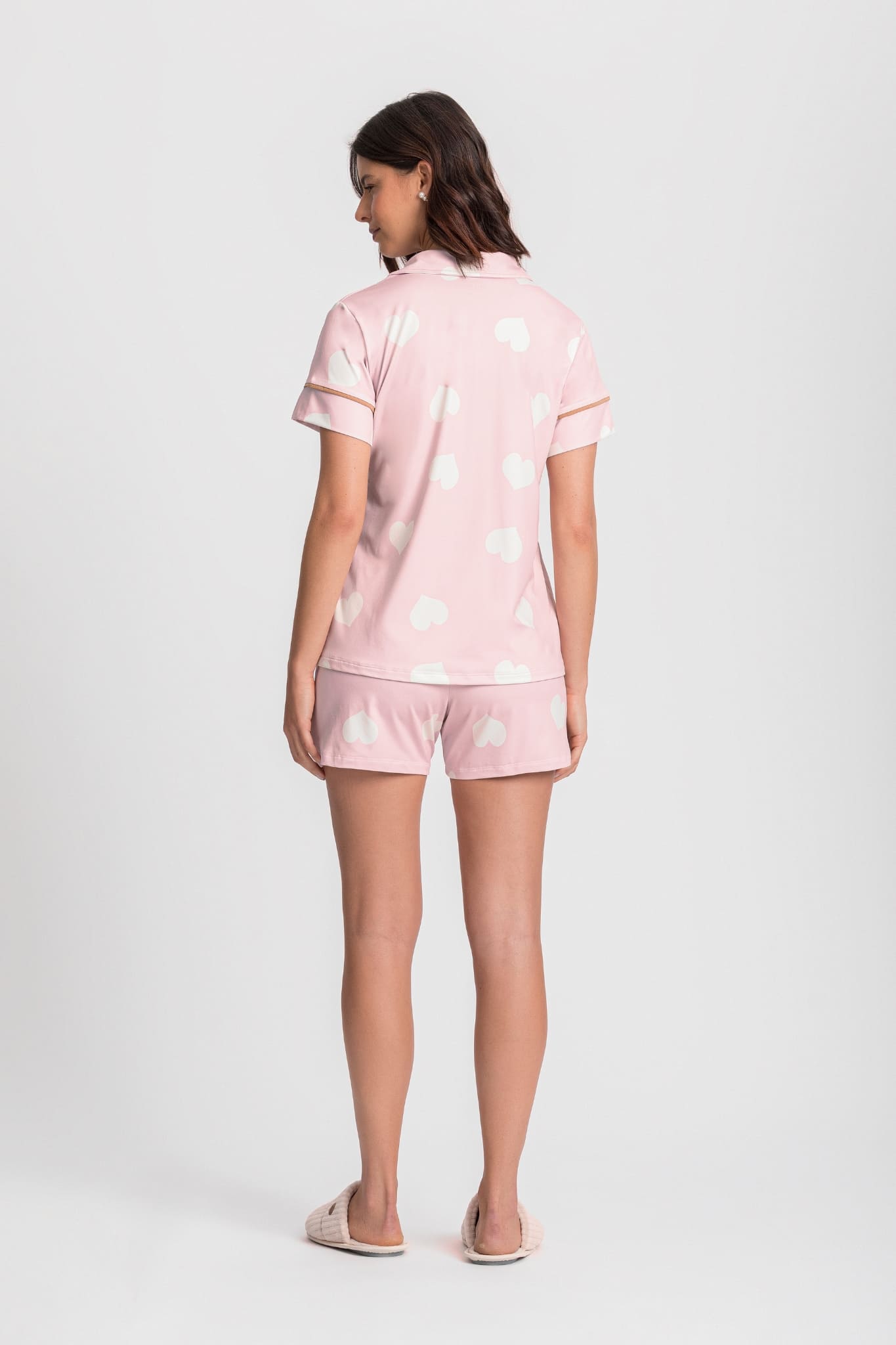 Pijama Americano Manga Curta Feminino com Estampa de Cachorro