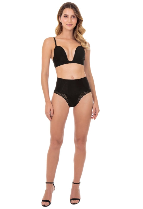 Calcinha Modeladora Cintura Alta Com Renda