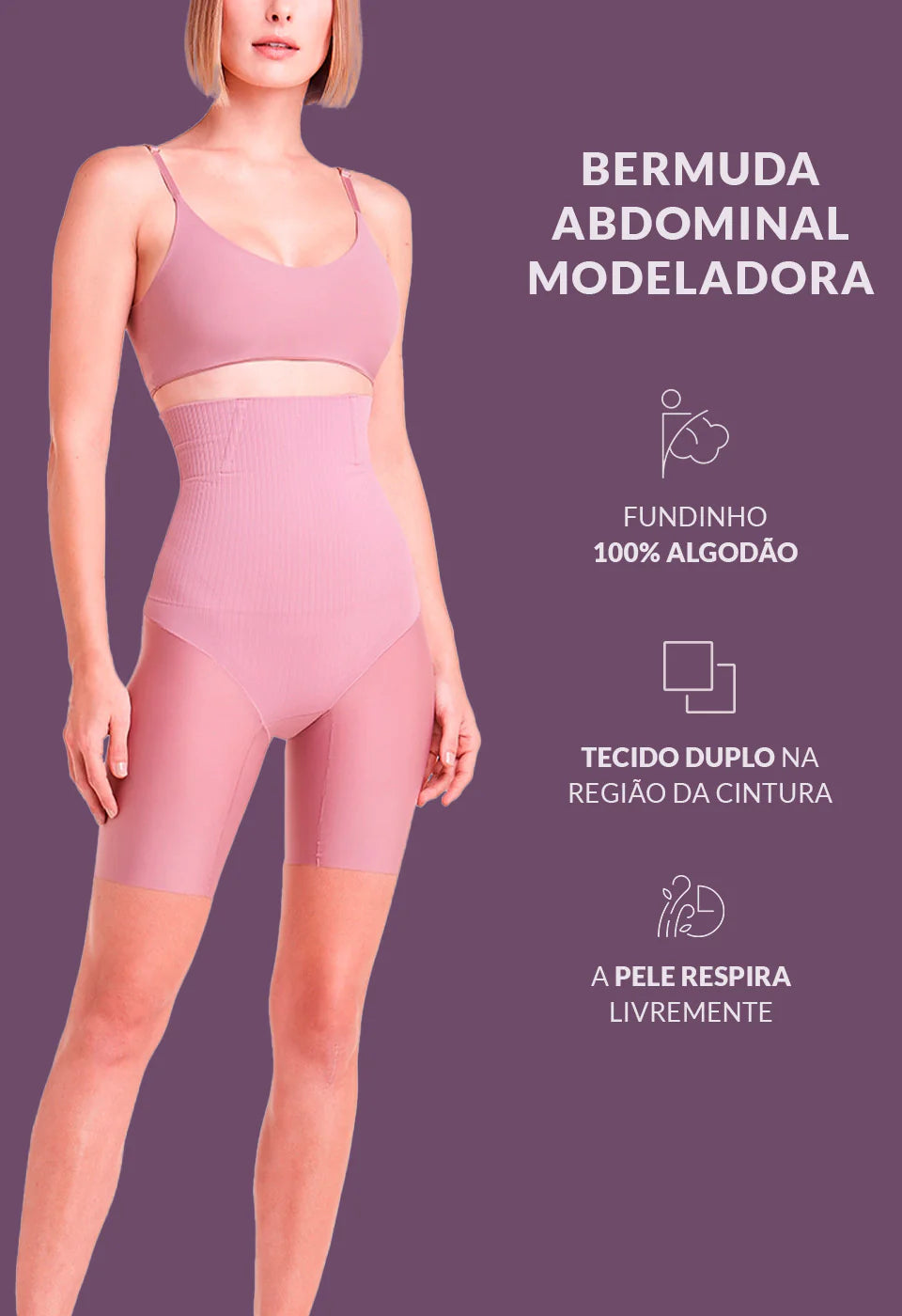 Bermuda Modeladora Invisível Abdominal Com Barbatana