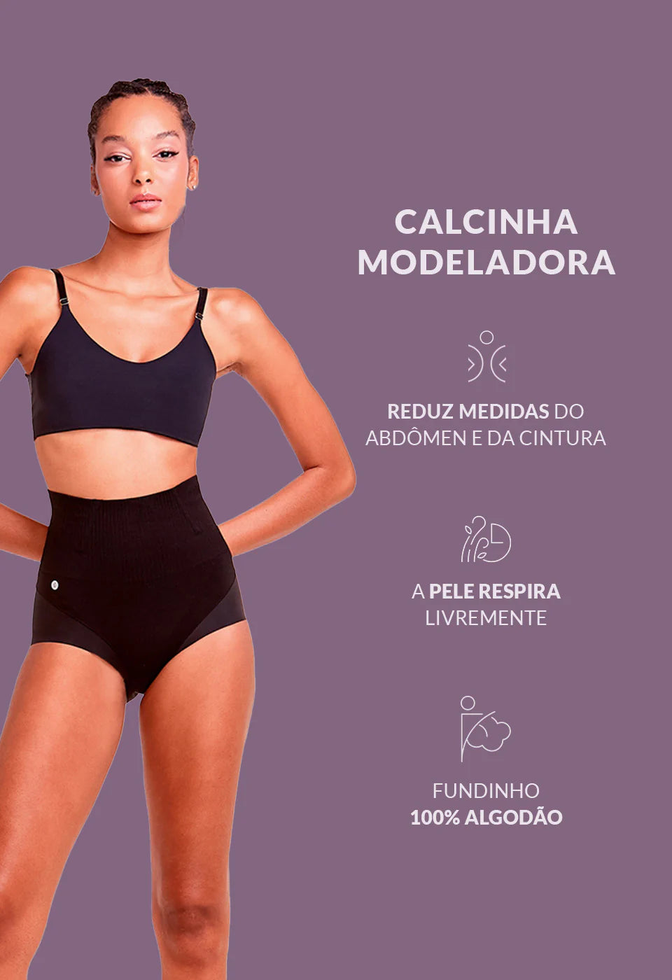 Calcinha Modeladora Invisível Boxer Cintura Alta
