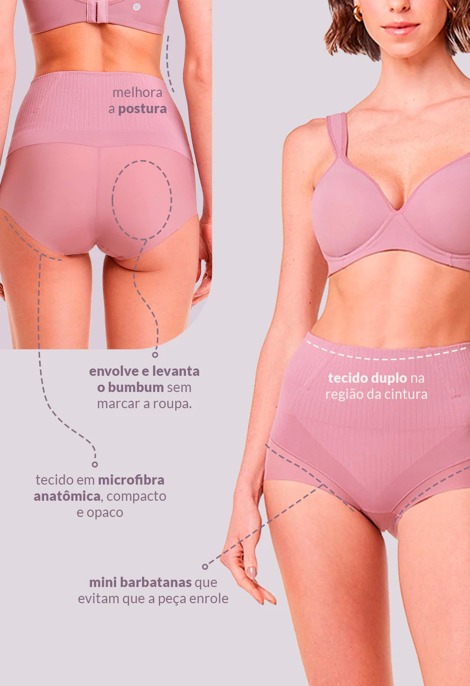 Calcinha Modeladora Invisível Boxer Cintura Alta