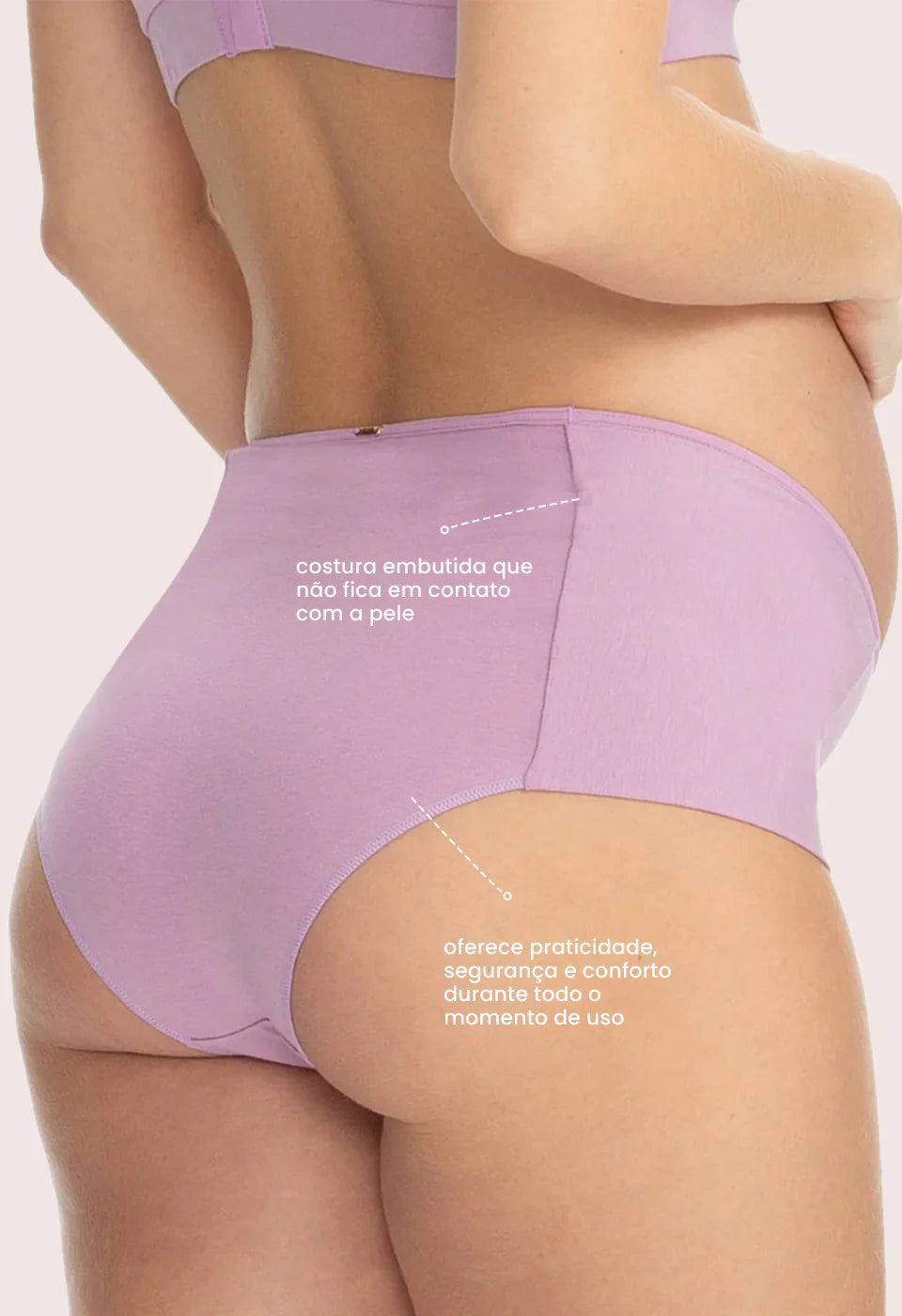 Calcinha Pós-Parto de Algodão Tanga Cintura Média