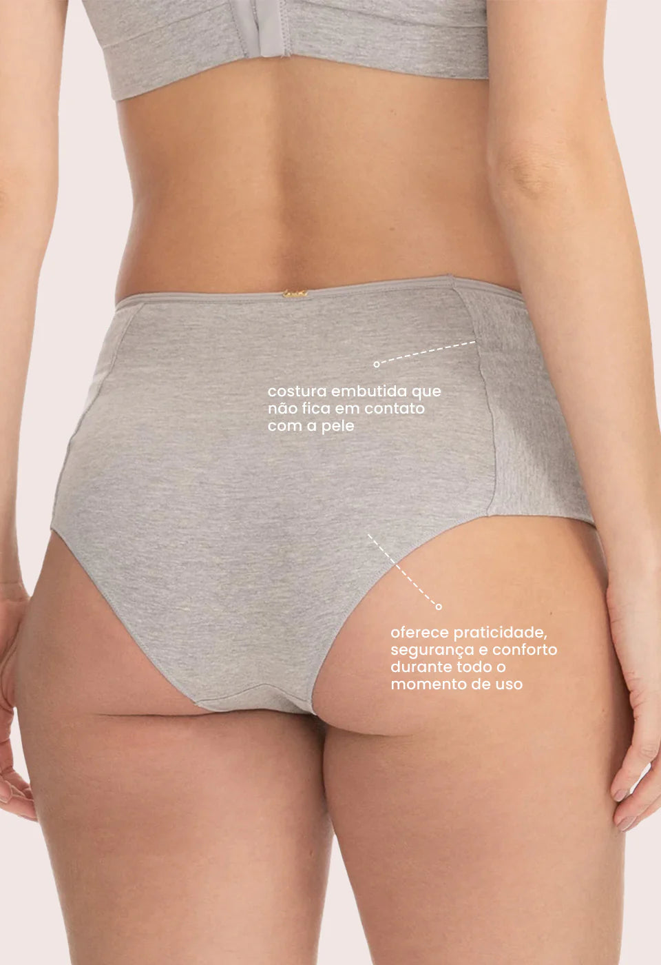 Calcinha Pós-Parto de Algodão Tanga Cintura Média