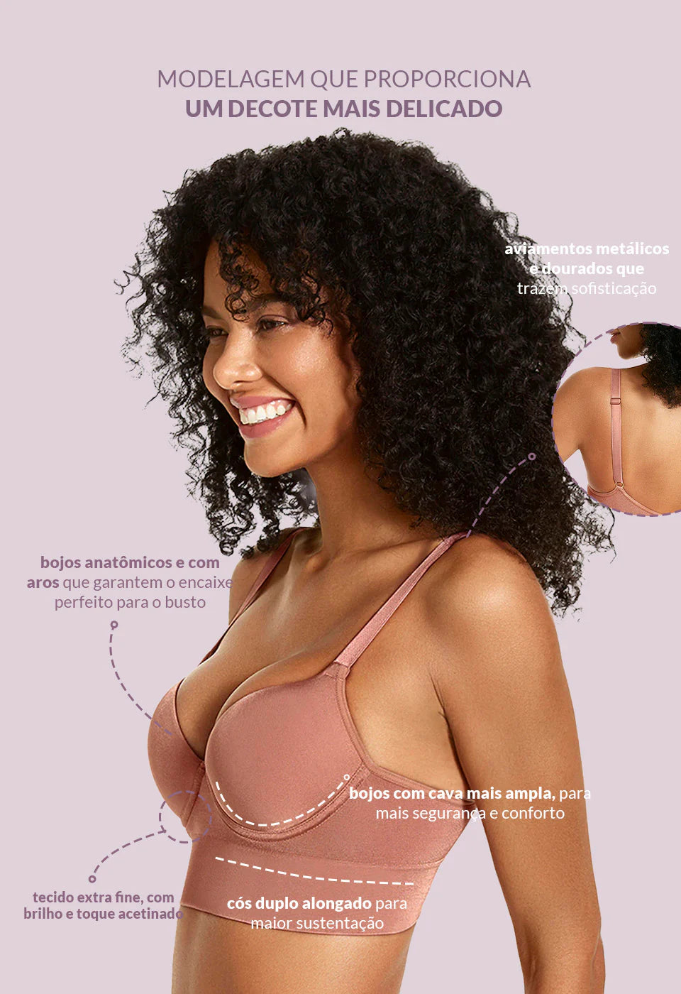 Sutiã Modelador Meia Taça Cós Duplo Com Bojo Valoriza os Seios