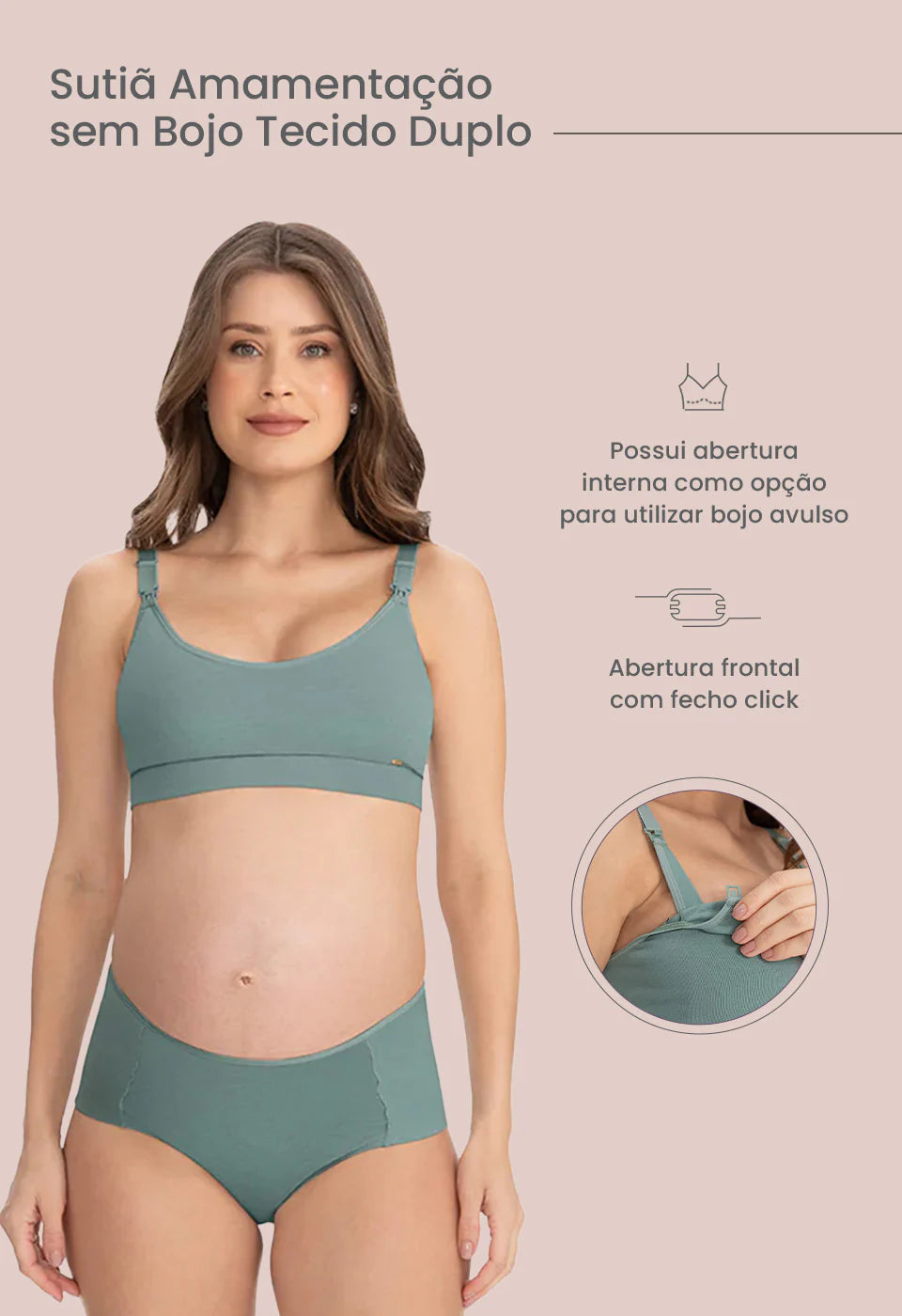 Sutiã Amamentação Sem Bojo Tecido Duplo de Algodão