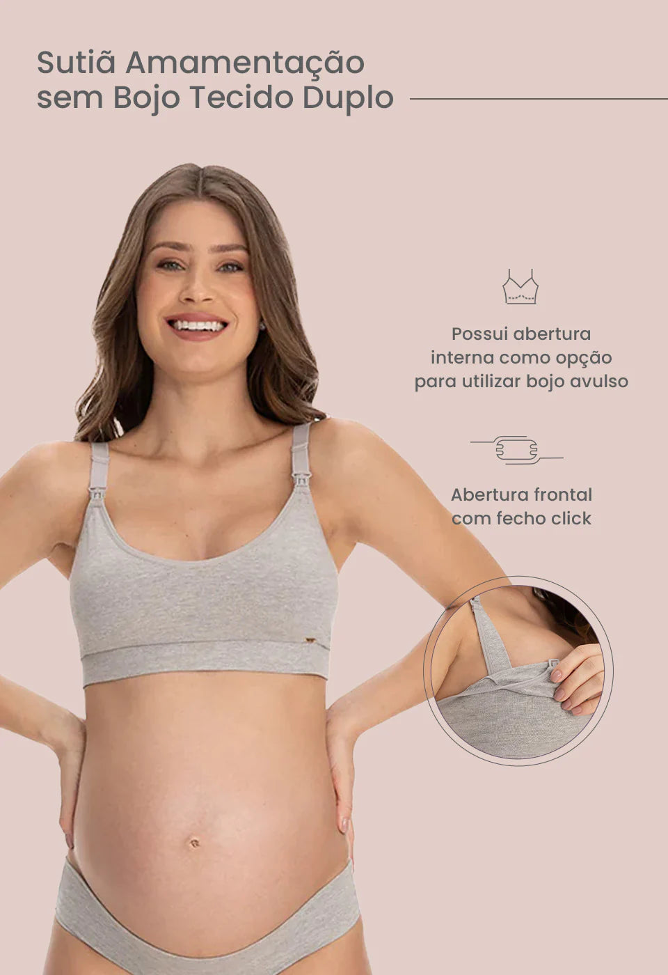 Sutiã Amamentação Sem Bojo Tecido Duplo de Algodão