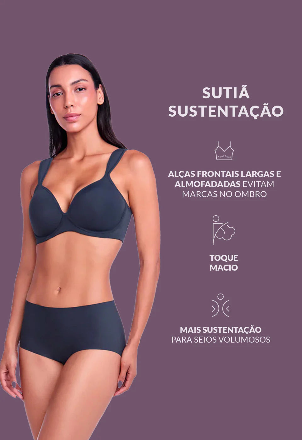 Sutiã Sustentação com Bojo Sem Aro