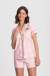 Pijama Americano Manga Curta Feminino com Estampa de Cachorro