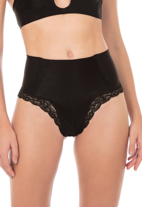 Calcinha Modeladora Cintura Alta Com Renda