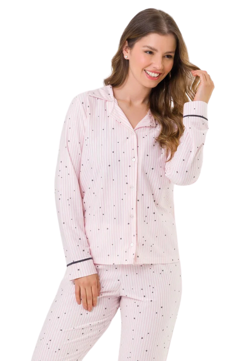 Pijama Americano Longo - Listras e Estrelas