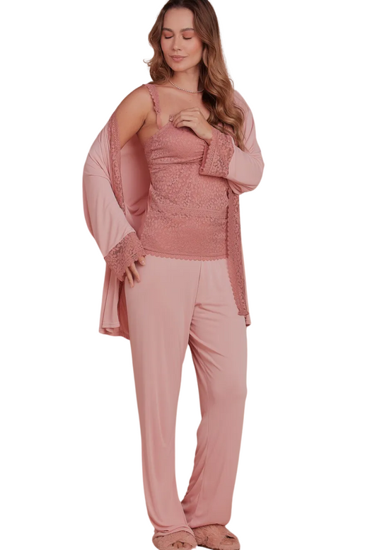 Pijama 3 peças em liganete