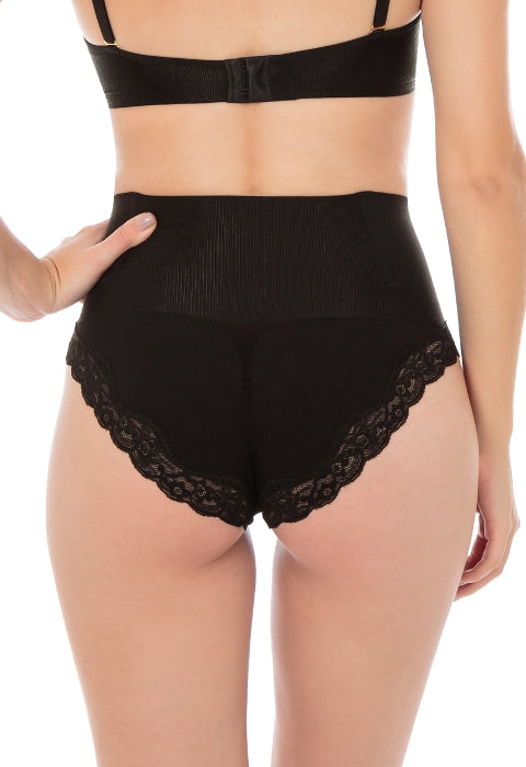 Calcinha Modeladora Cintura Alta Com Renda