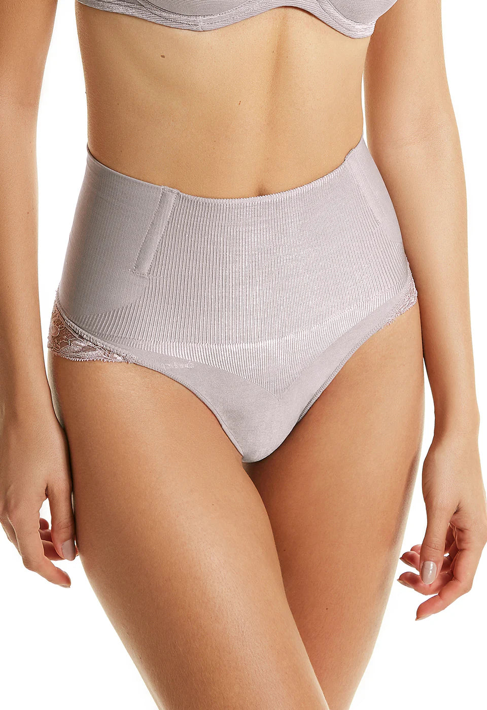 Calcinha Modeladora Fio Dental Cintura Alta Com Renda