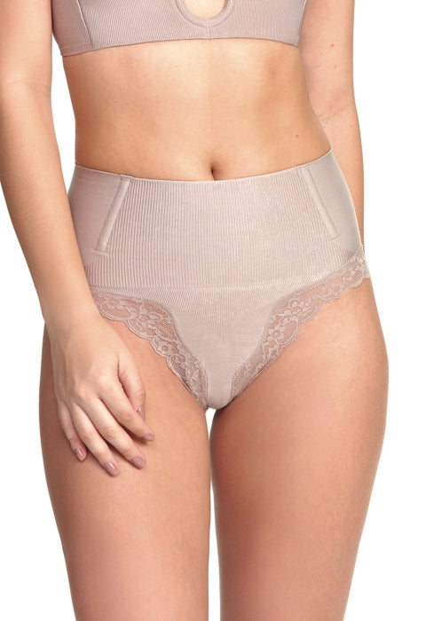 Calcinha Modeladora Cintura Alta Com Renda
